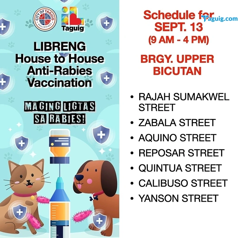 Iskedyul Ng Libreng Pagbabakuna Sa Bahay Sa Mga Aso At Pusa | Taguig Balita